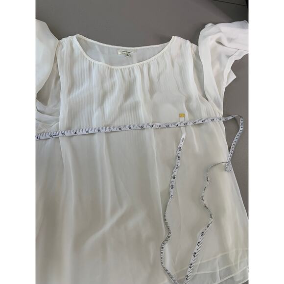 Max Studio Sheer Long Bell Sleeve Flowy Blouse Top White Women's Size Large - Picture 8 of 10